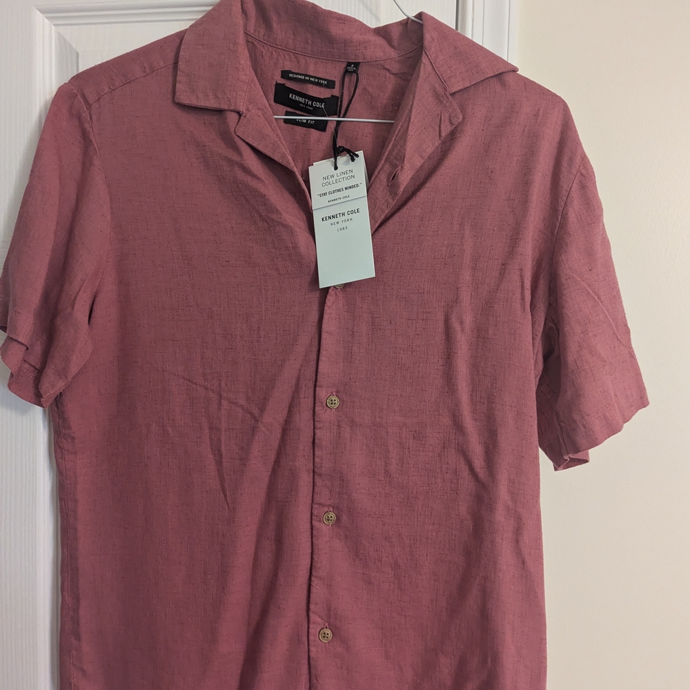 Kenneth Cole Men's Pink Short Sleeve Shirt